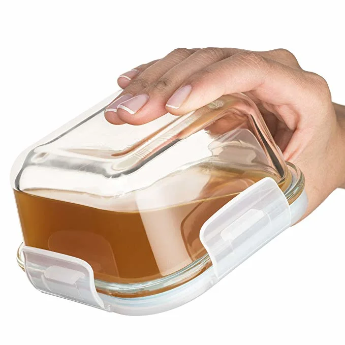 Household Item Vacuum Lid Borosilicate Glass Storage Containers Rectangle Food Container