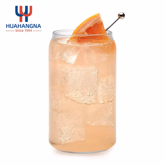 Clear Beer Glass 16oz 480ml Custom Logo Sublimation Shaped Coffee Soda Glass Juice Cup with Straw