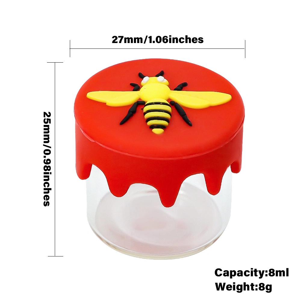 Wholesale Cheap 8ml Glass Storage Jar Dabs Sairtight Storage Container with Silicone Lid