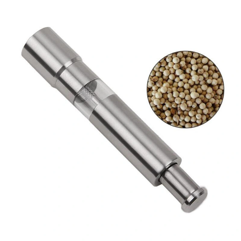 Stainless Steel Salt and Pepper Grinder, Grind Gourmet Manual Pump &amp; Grind, Modern Thumb Push Button Grinder Esg12014