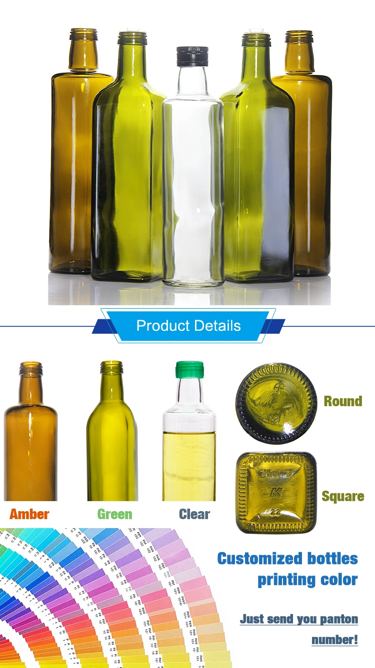 Free Sample 250ml Dark Green Oil Glass Bottle with Custom Logo