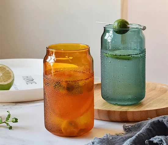 Clear Beer Glass 16oz 480ml Custom Logo Sublimation Shaped Coffee Soda Glass Juice Cup with Straw