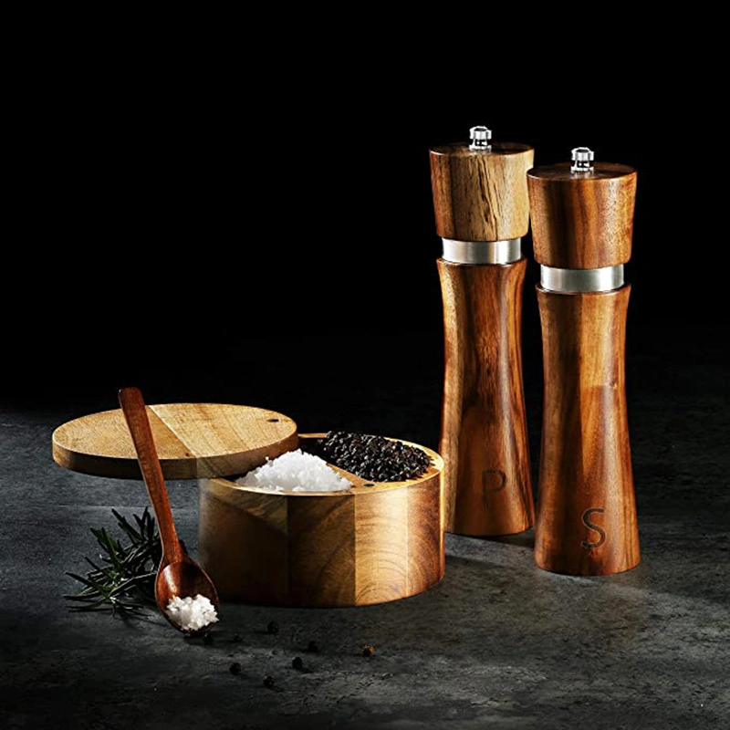 Acacia Wooden Salt and Pepper Grinder Set Premium Wooden Salt and Pepper Mill Set 8 Inch