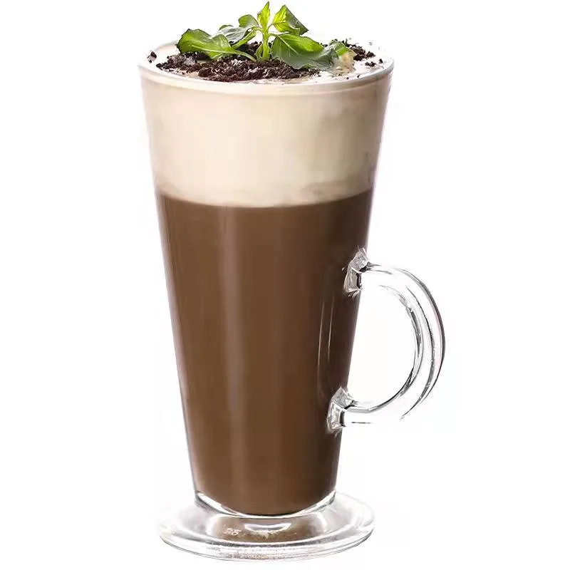 Wholesale Mocha Coffee Glass Cup 300 Ml Glass Fruit Juice Cold Drinks a Cup of Drink Milk Cup