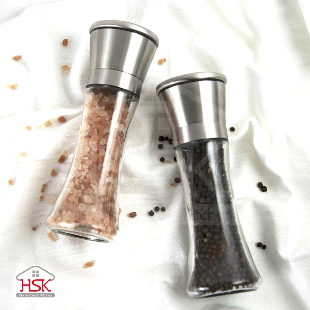 Manual Glass Bottle Spice Shaker Salt Pepper Grinder