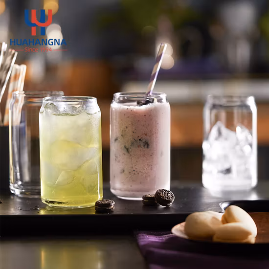 Clear Beer Glass 16oz 480ml Custom Logo Sublimation Shaped Coffee Soda Glass Juice Cup with Straw