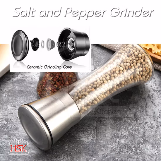 Manual Glass Bottle Spice Shaker Salt Pepper Grinder