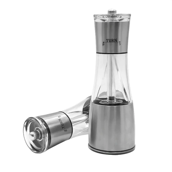 2 in 1 Manual Kitchen Spice Mill Stainless Steel Cover Ceramic Core Salt and Pepper Grinder
