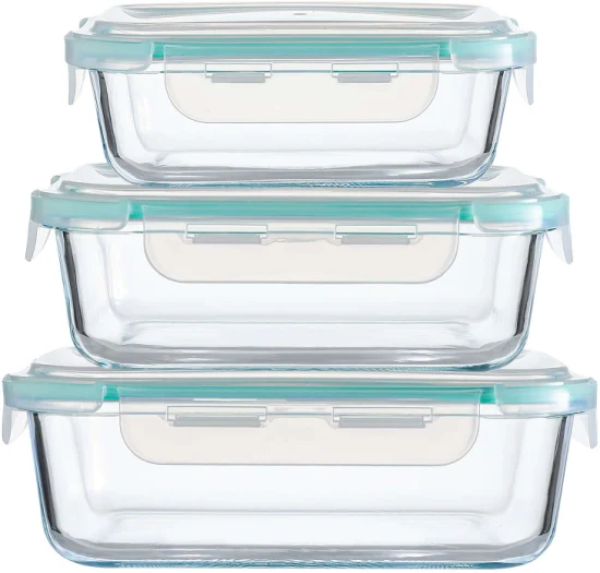Household Item Vacuum Lid Borosilicate Glass Storage Containers Rectangle Food Container