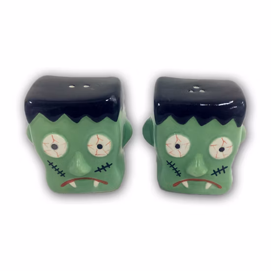 Halloween Holiday Ornaments Printed Ceramic Salt and Pepper Shakers Set