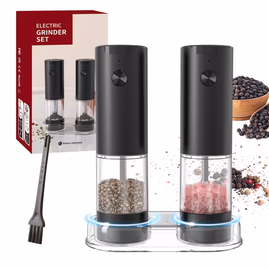 Electric Salt and Pepper Grinder with Adjustable Coarseness and LED Light