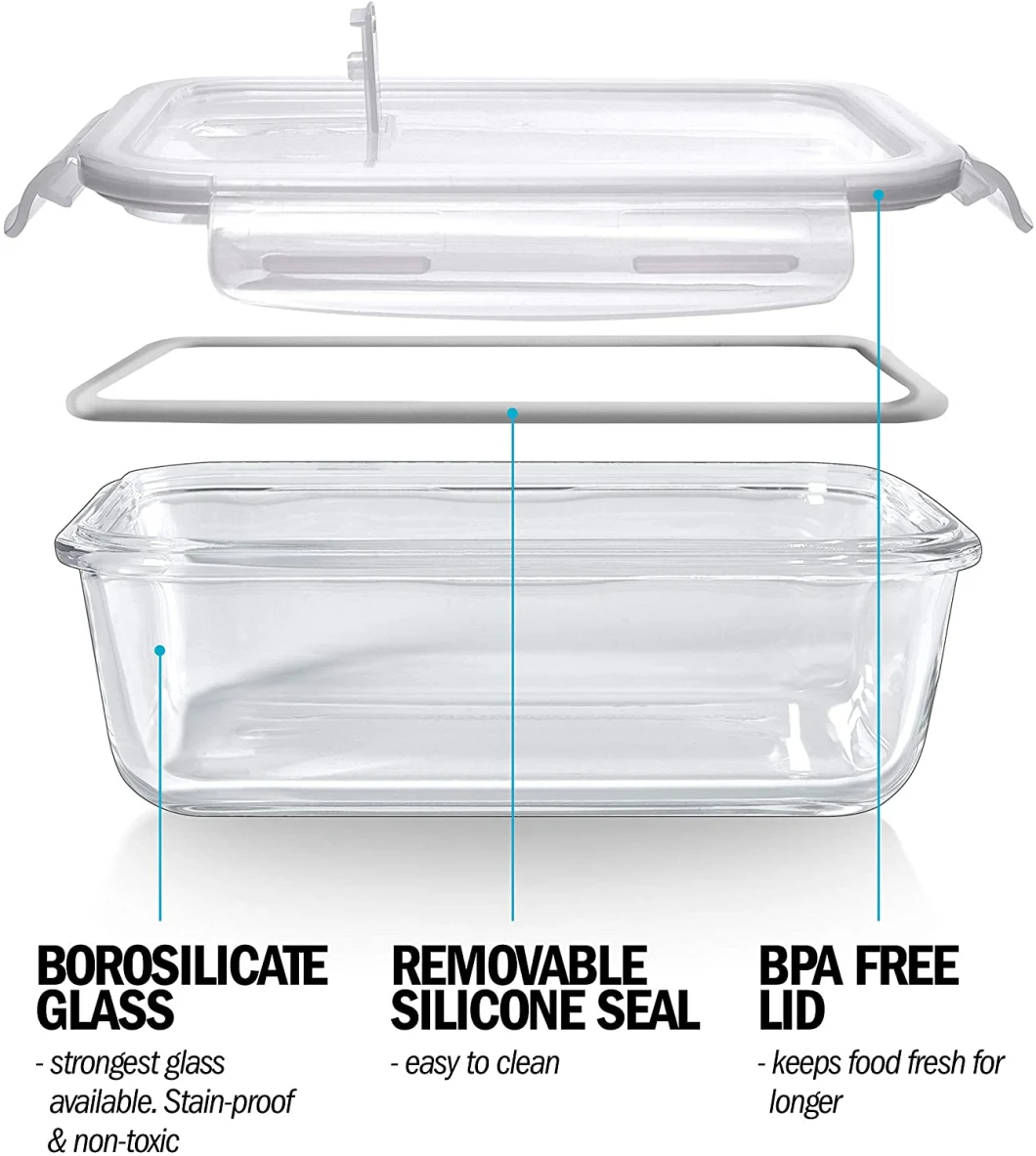 Round and Rectangle Glass Food Storage Containers - Glass Storage Containers with Sealed Bamboo Lids Glass Cupcake Carriers
