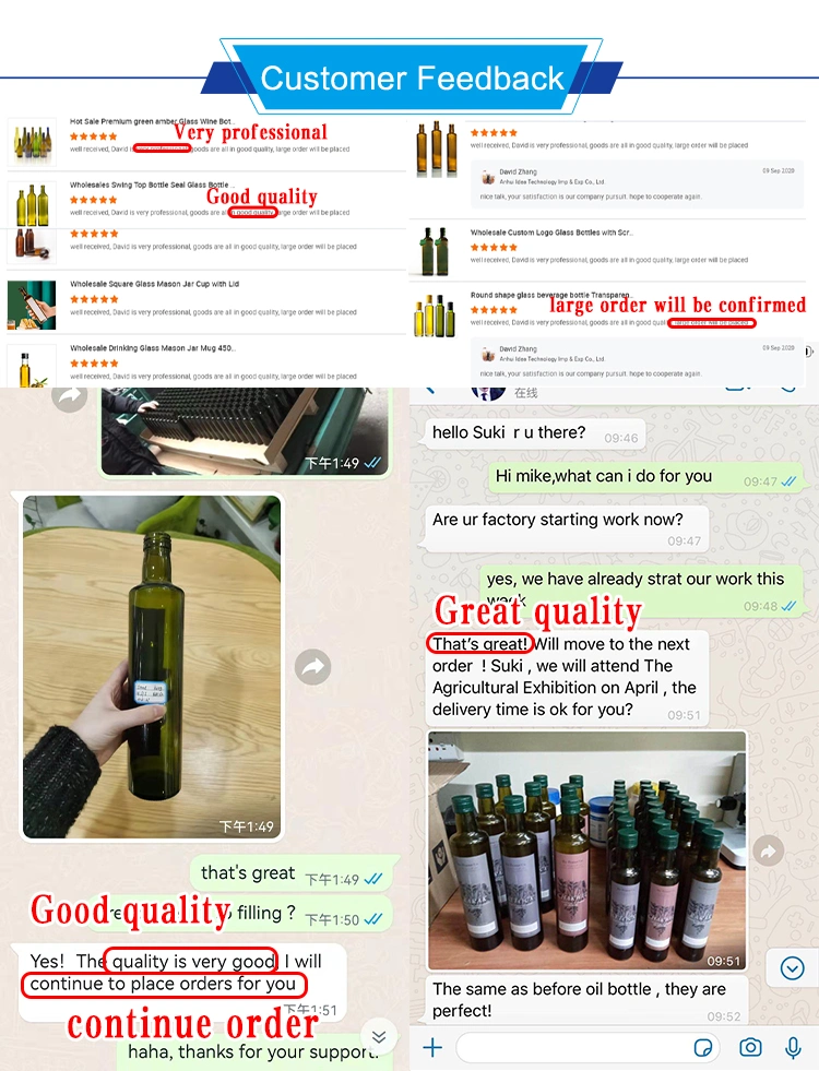 Wholesale 250ml 500ml 750ml 1000ml Glass Olive Oil Bottle
