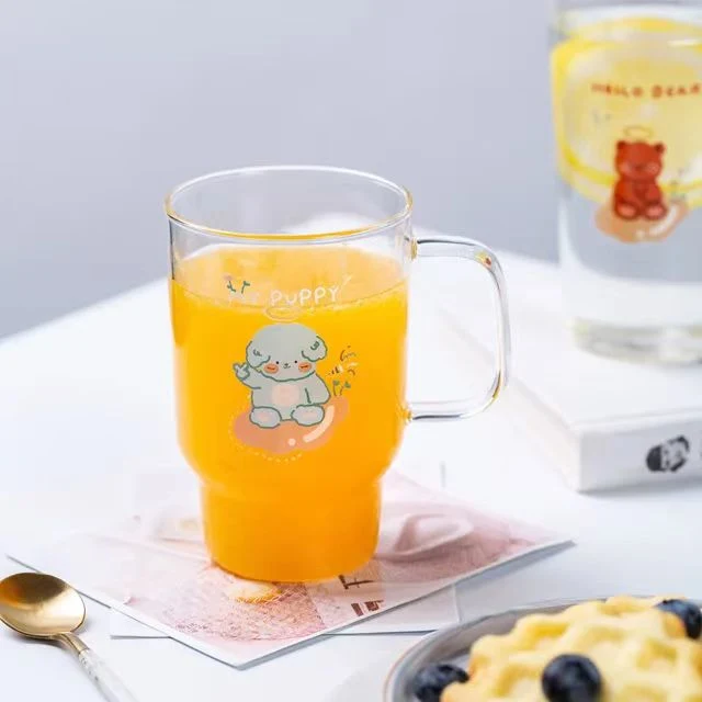 Wholesale High Quality Transparent Large Beer Juice Milk Glass Cup with Handle
