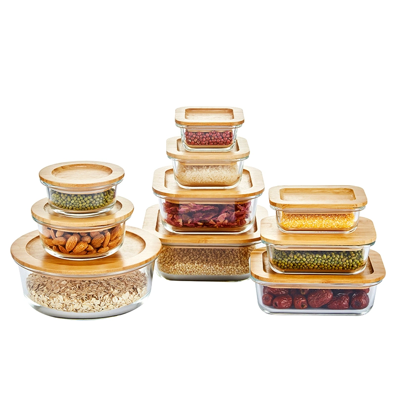 Utensil 4 Piece Value Set Biodegradable Glass Food Storage Containers with Bamboo Lid