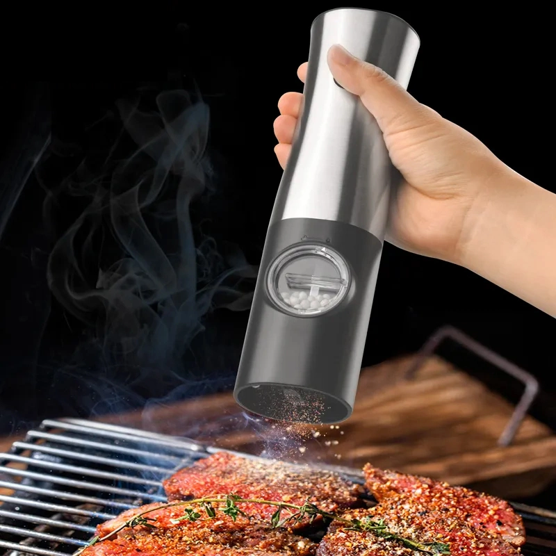 Battery-Powered Automatic Electronic Stainless Steel Salt &amp; Pepper Mills Herb Grinder for Smoke