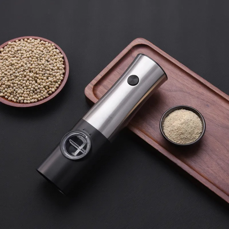 Battery-Powered Automatic Electronic Stainless Steel Salt &amp; Pepper Mills Herb Grinder for Smoke