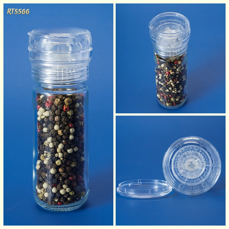 100ml Kitchen Glass Bottle Manual Salt Pepper Mill Spice Grinder Jar with Plastic Grinding Cap