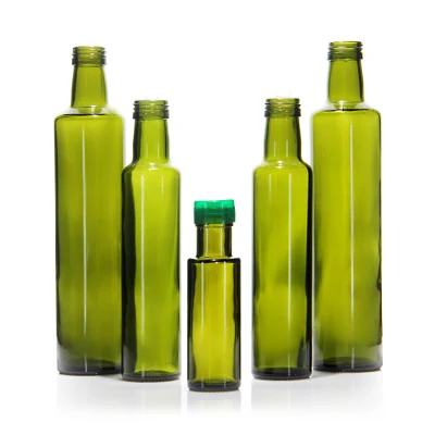 Food Grade 250ml 500ml 750ml 1000ml Square Dark Green Glass Bottle Olive Oil Bottle