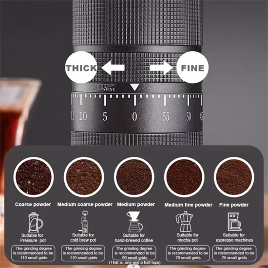 Portable Espresso Grinder Manual Coffee Grinder with External Adjustment