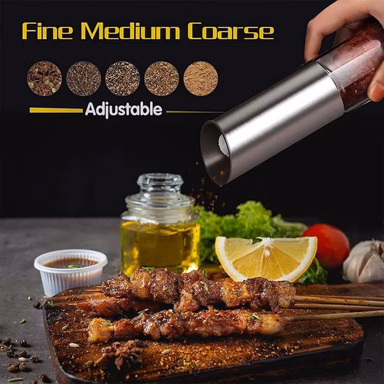 Refillable Hand Grinder with Comfortable Grip Stainless Steel Electric Salt and Pepper Seasoning Mill Bl17158