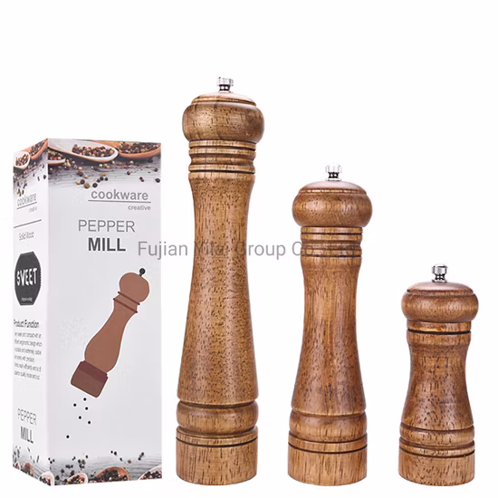 Manual Wood Cumin Herb Spice Salt and Pepper Grinder Set