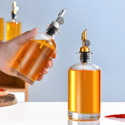 Auto Open Empty Olive Oil Glass Bottle Soy Sauce Vinegar Dispenser with Lid