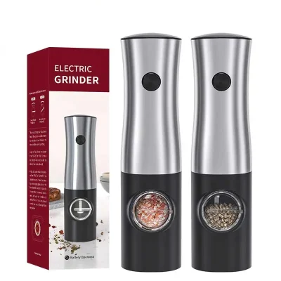 Battery-Powered Automatic Electronic Stainless Steel Salt & Pepper Mills Herb Grinder for Smoke
