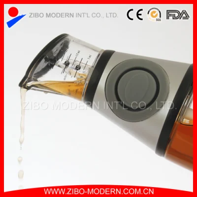 Healthy Cooking Oil Vinegar Press & Measuring Cup Kitchen Glass Bottle Dispenser
