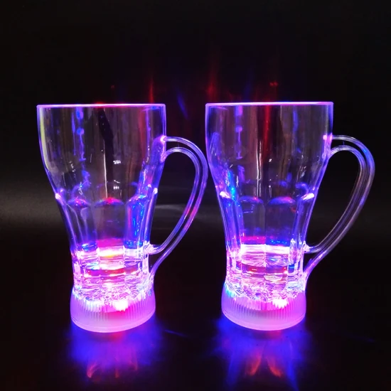 Wholesale Colorful Glass LED Juice Cup with Handle for Party, KTV, Bar, Wedding Decoration